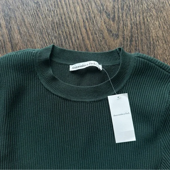 NWT💚 Abercrombie & Fitch Ottoman Crew Long Sleeve Thick Top - Picture 2 of 5